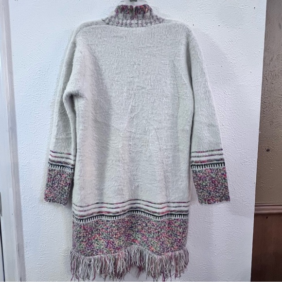 Venario white multicolored fringe duster cardigan - Picture 7 of 10